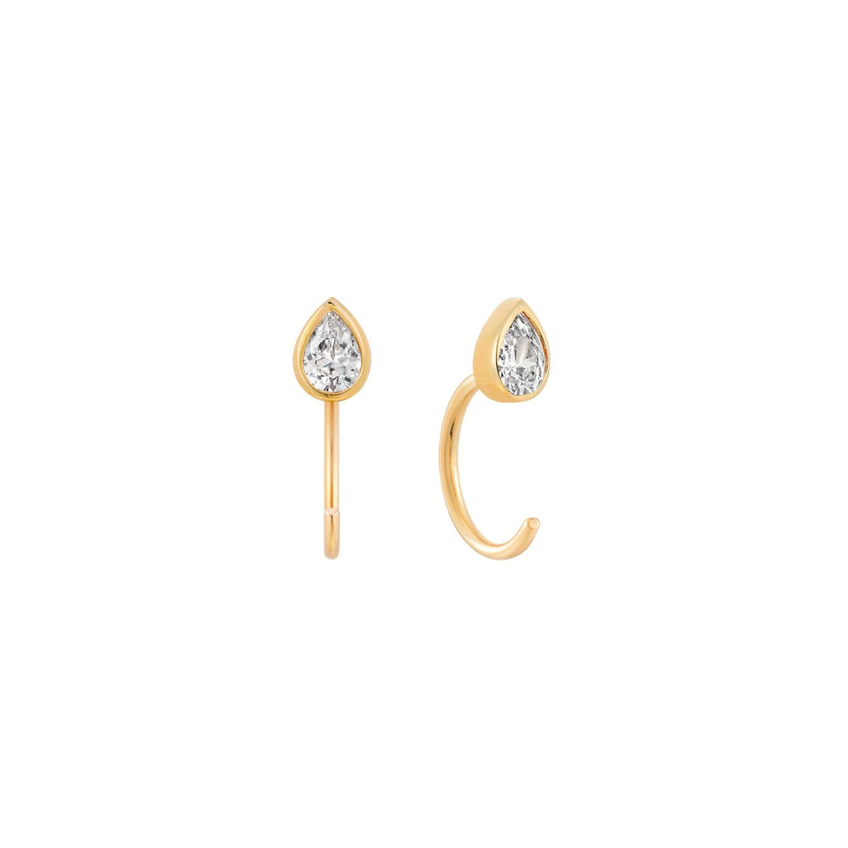 Teardrop CZ Huggie Earrings