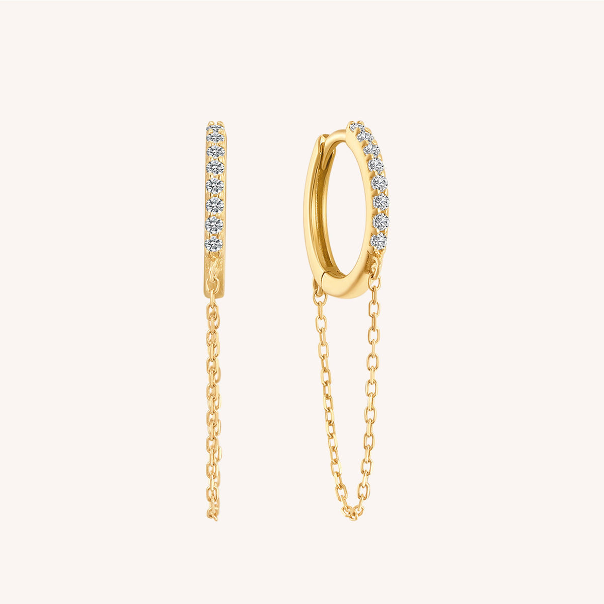 J&CO Jewellery Box Chain Threader Earrings Gold