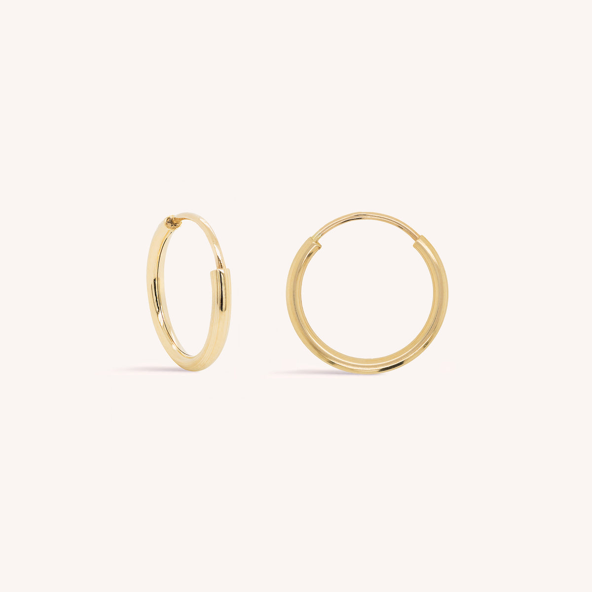 Solid 14K Yellow Gold Multi Size Endless Hoop Earrings (Available good 10mm to 18mm)