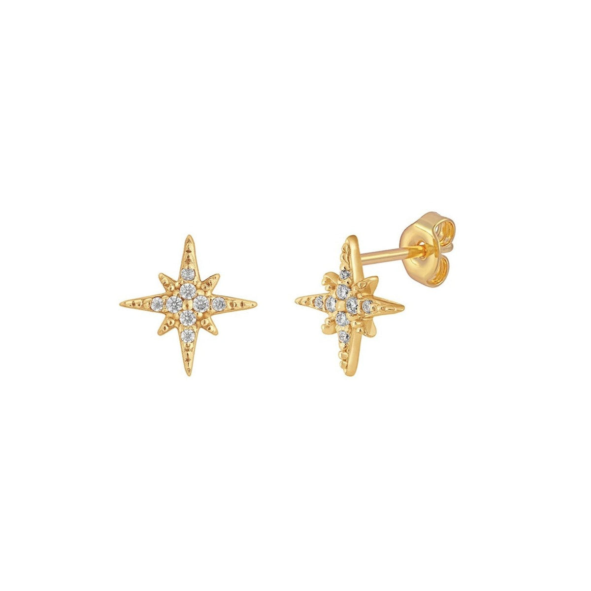 J&CO Jewellery Sparkly Snake Stud Earrings Gold