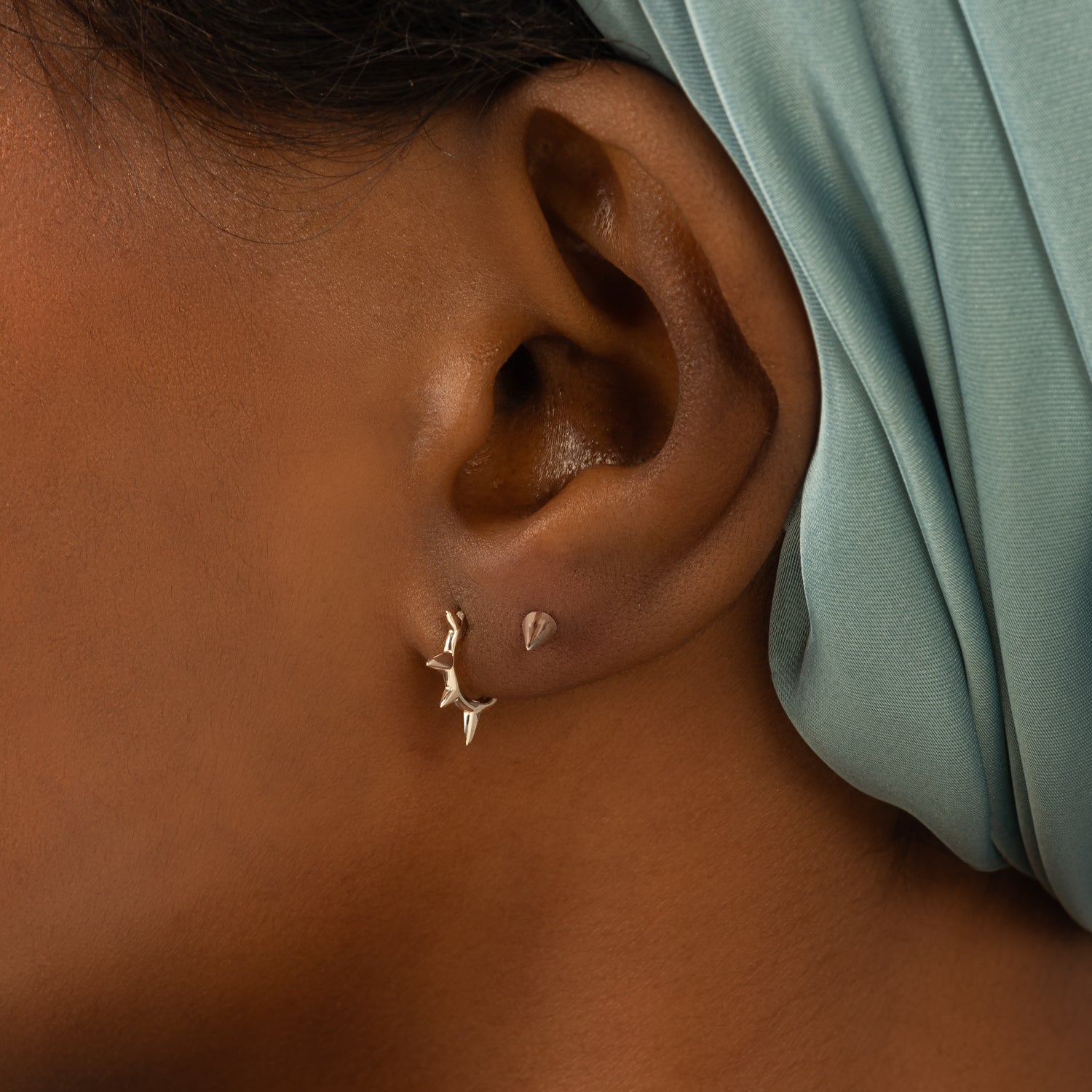 Stone Spike 14k outlet Hammered Hoops In 14k Yellow Gold