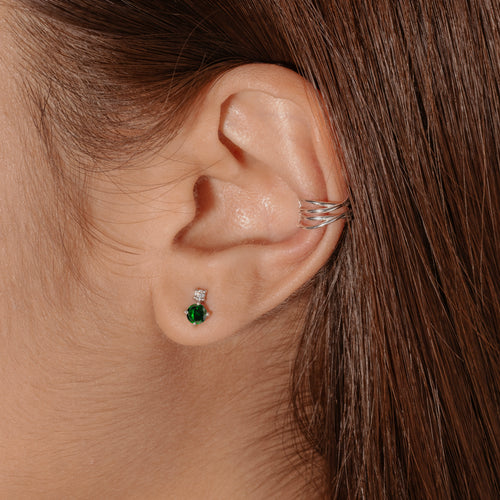 Emerald CZ Stud Earrings