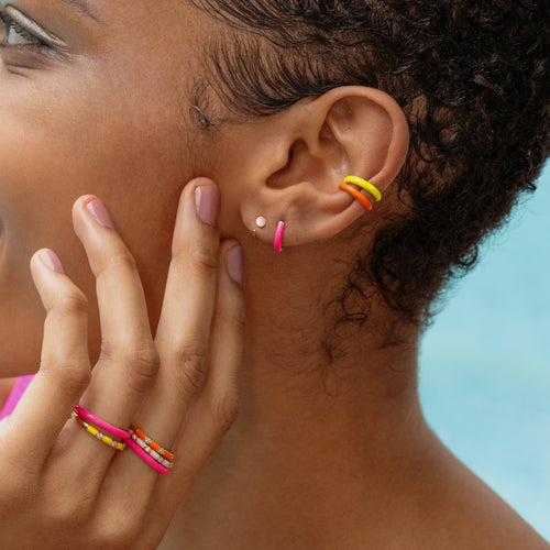 Baby Ball Pink Huggie Earrings