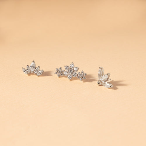 Slim & Leafy Marquise Crystal Earrings in 14K Gold for Brides