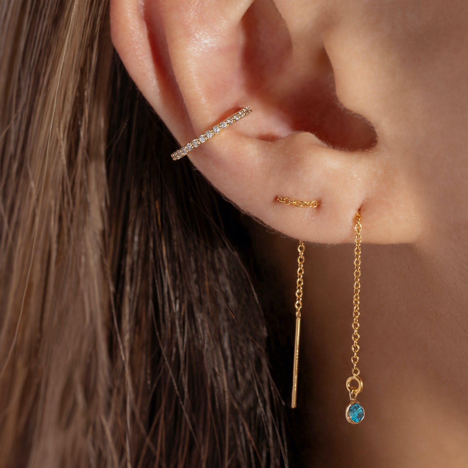Sapphire Bezel Ear Threader – J&CO Jewellery