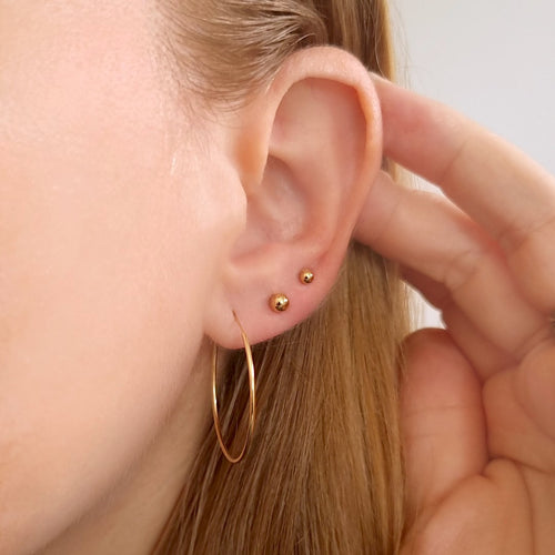 14K Solid Gold Endless Big Hoop Earrings