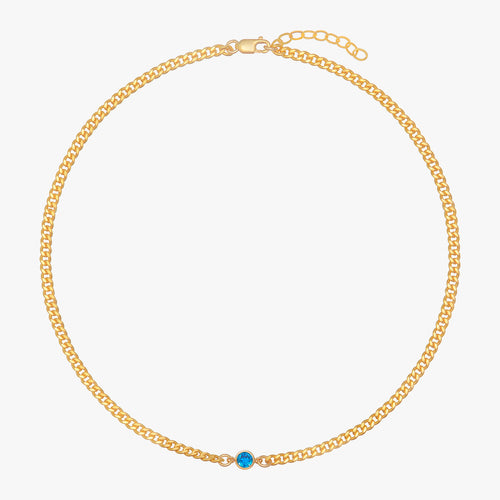 Curb Chain Sapphire Bezel Choker