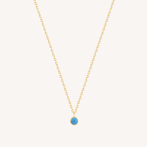 14K Solid Gold Turquoise Hoop Earrings And Necklace Set