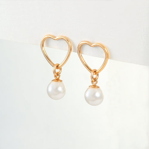 Pearl Open Heart Stud Earrings