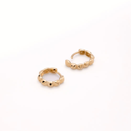 14K Solid Gold Pyramid Hoop Earrings