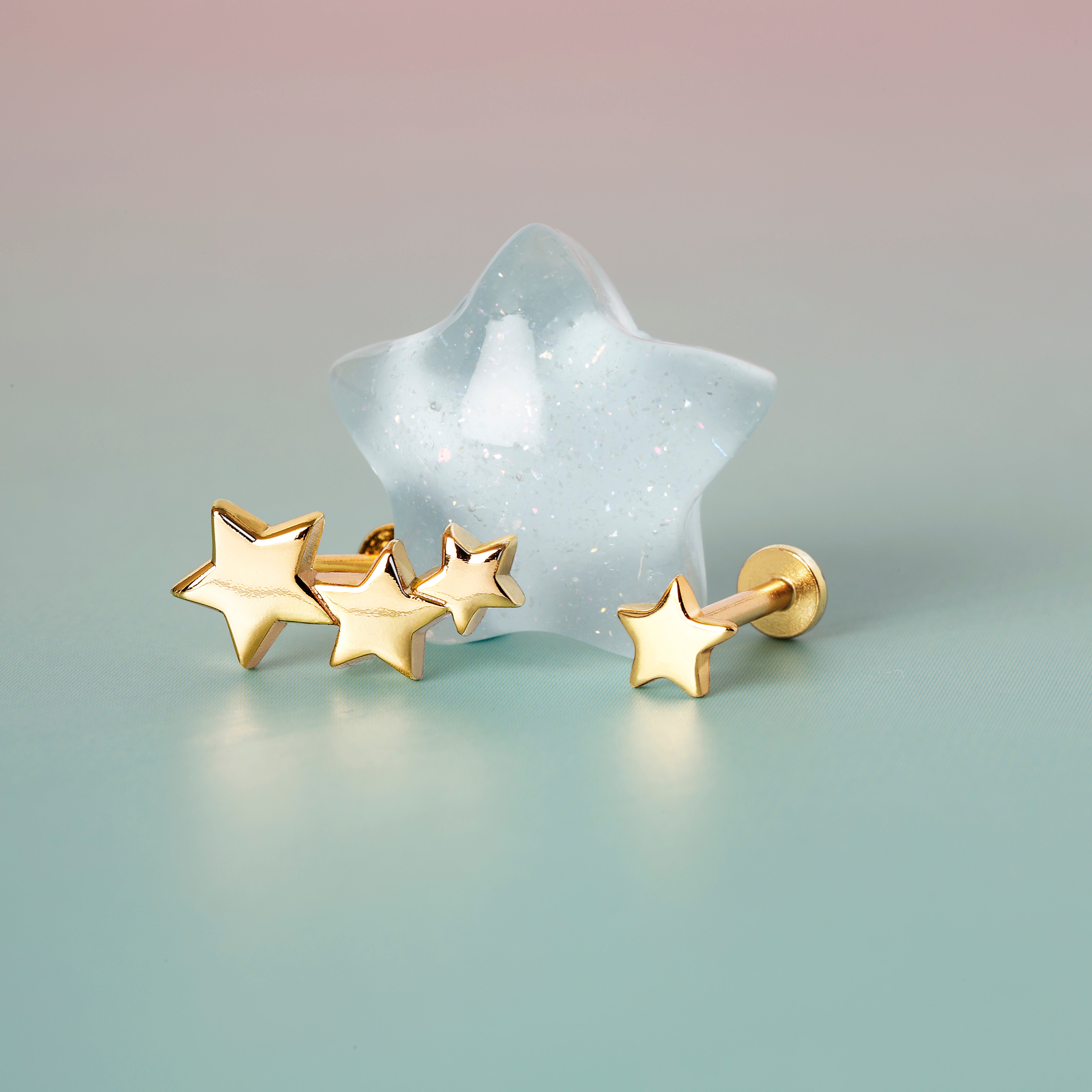 Three Stars CZ Studs Earrings, Gold star studs, Starburst earrings, Triple Star Ear on sale Climbers, Helix Earring, Climber star studs, celestial