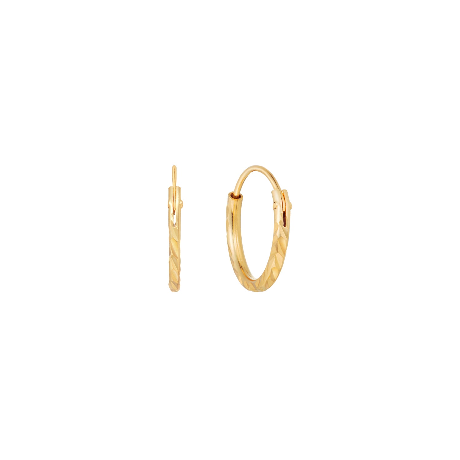 J&CO Jewellery 14K Solid Gold Diamond Timeless Hoop Chain Earrings - (Single)