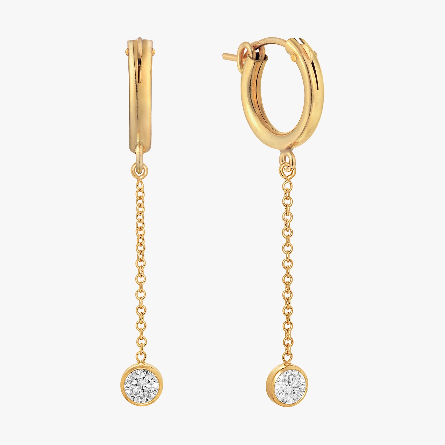 Hoop Bezel Chain Earrings