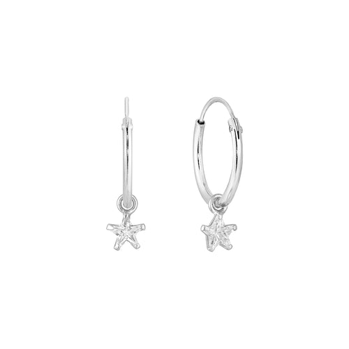Earrings With Small Star and White Zirconia. 925 Sterling 