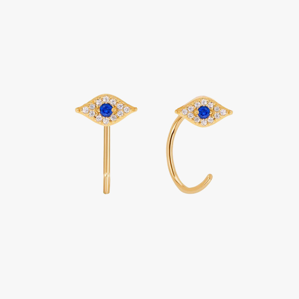 Sparkle Evil Eye Huggie Earrings