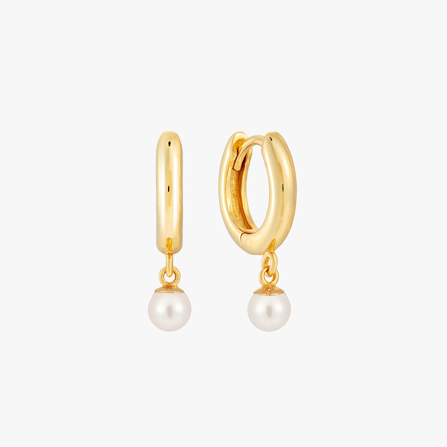 Pearl Huggies Hoop Earrings