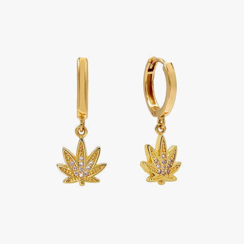 Sparkly Sweet Leaf Hoop Earrings