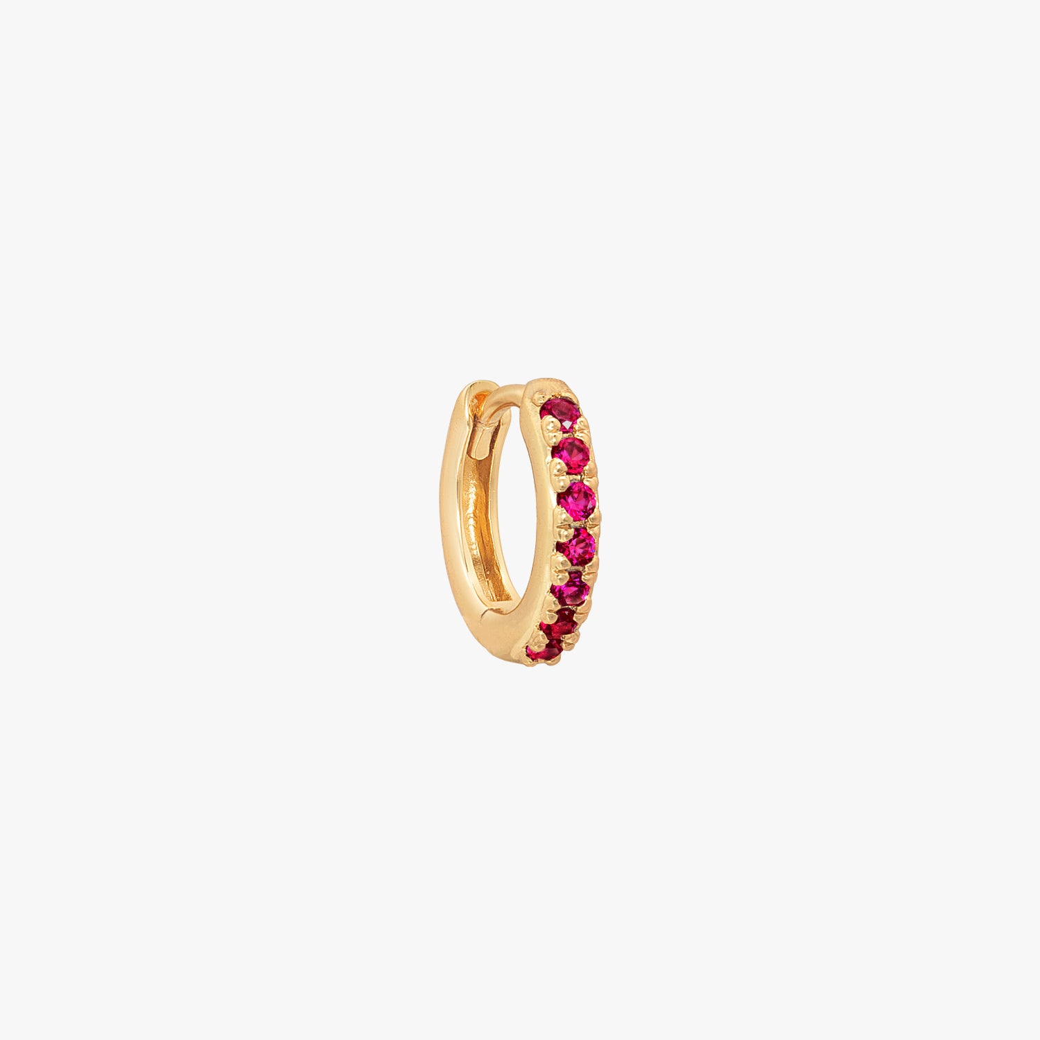 (Single) Ruby Pave Huggie Hoop