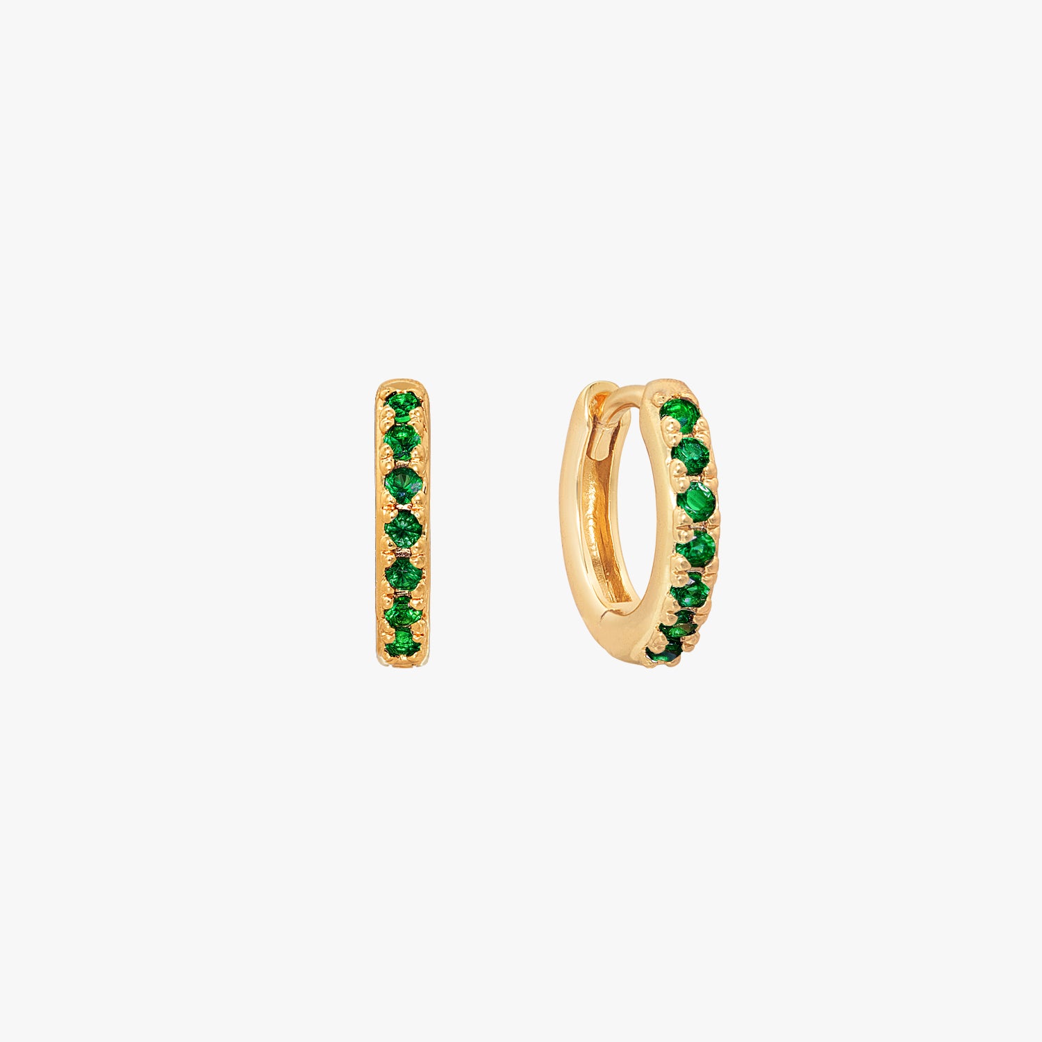 Emerald Pave Huggie Hoop Earrings