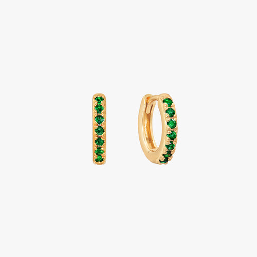 Emerald Pave Huggie Hoop Earrings