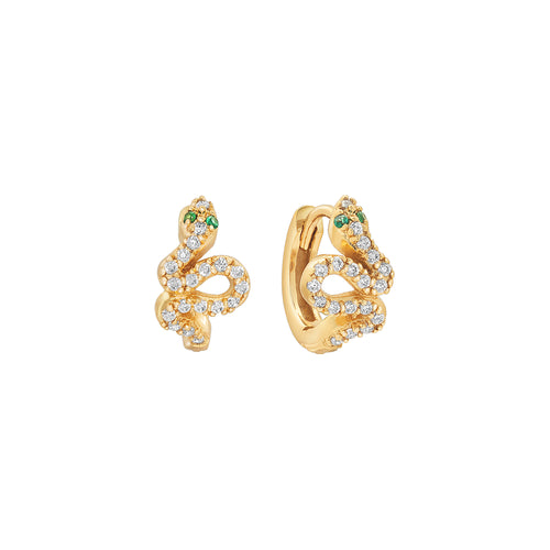 CZ Snake Huggie Earrings – PAVOI