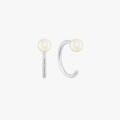 Opal Ball Huggies Hoop Earrings