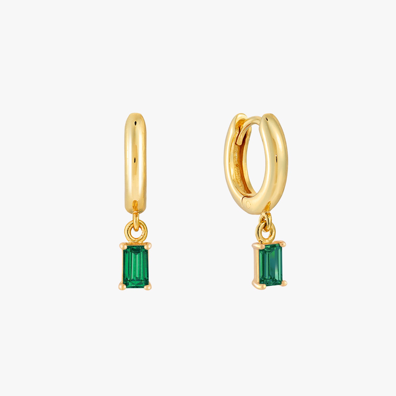 Emerald Baguette Hoop Earrings