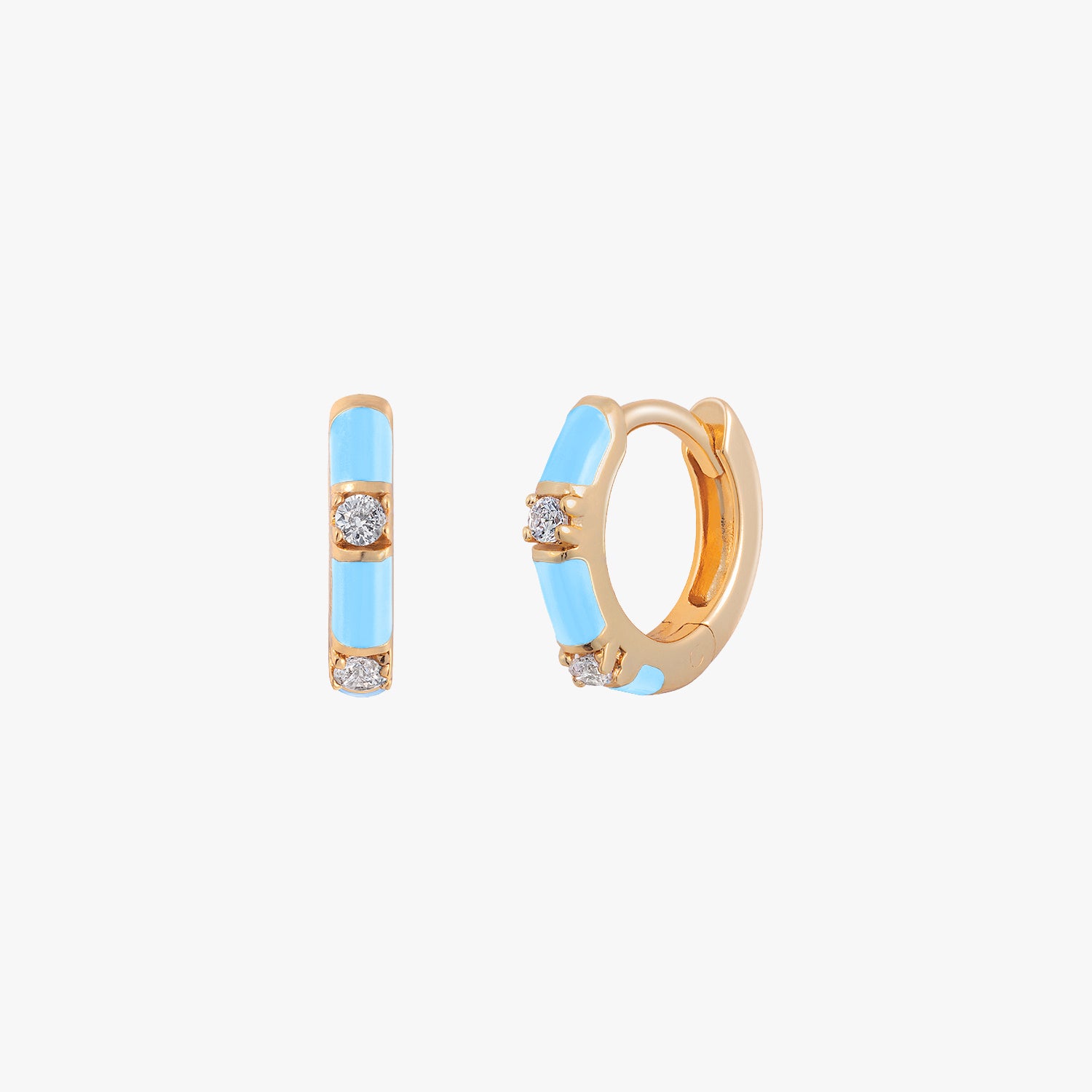 Paradise Blue CZ Huggie Hoop