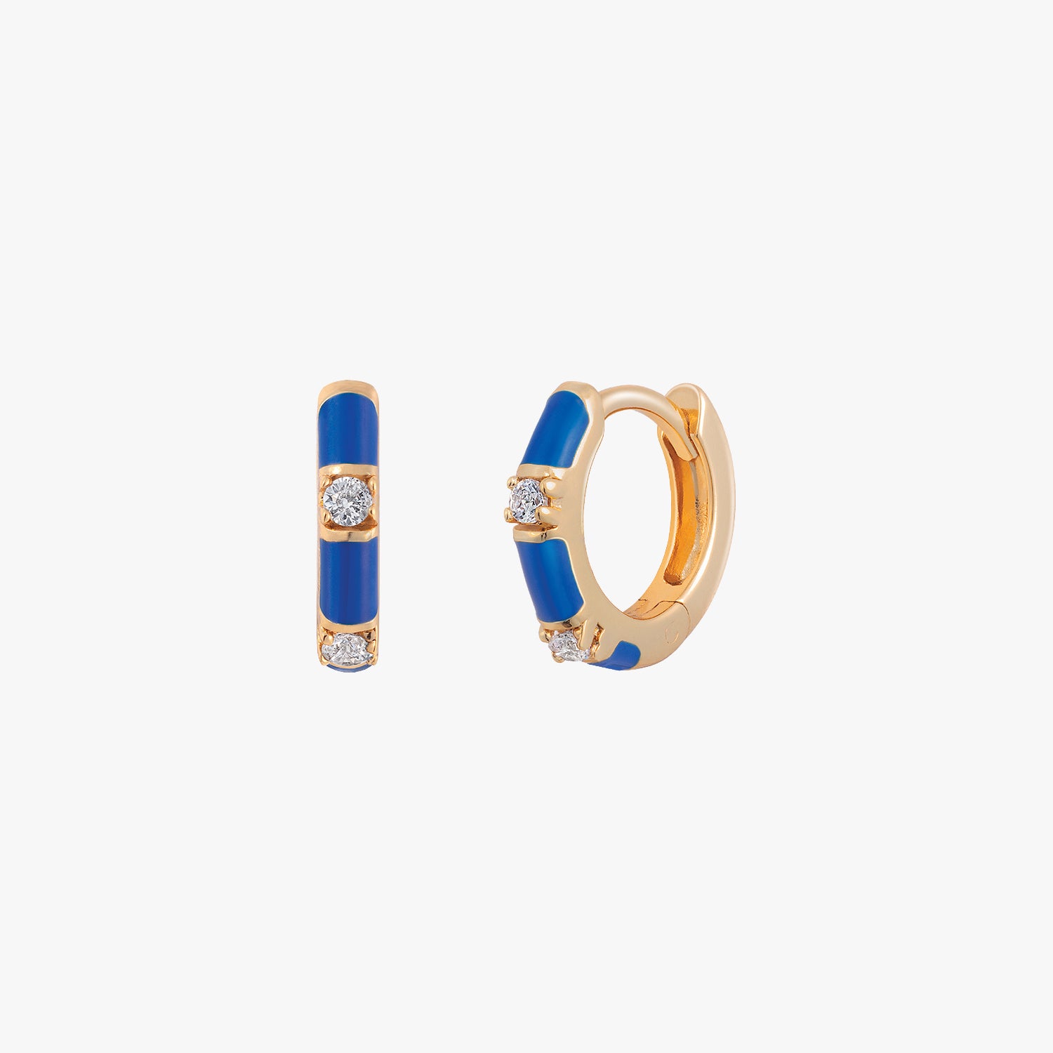 Nautical Blue CZ Huggie Hoop