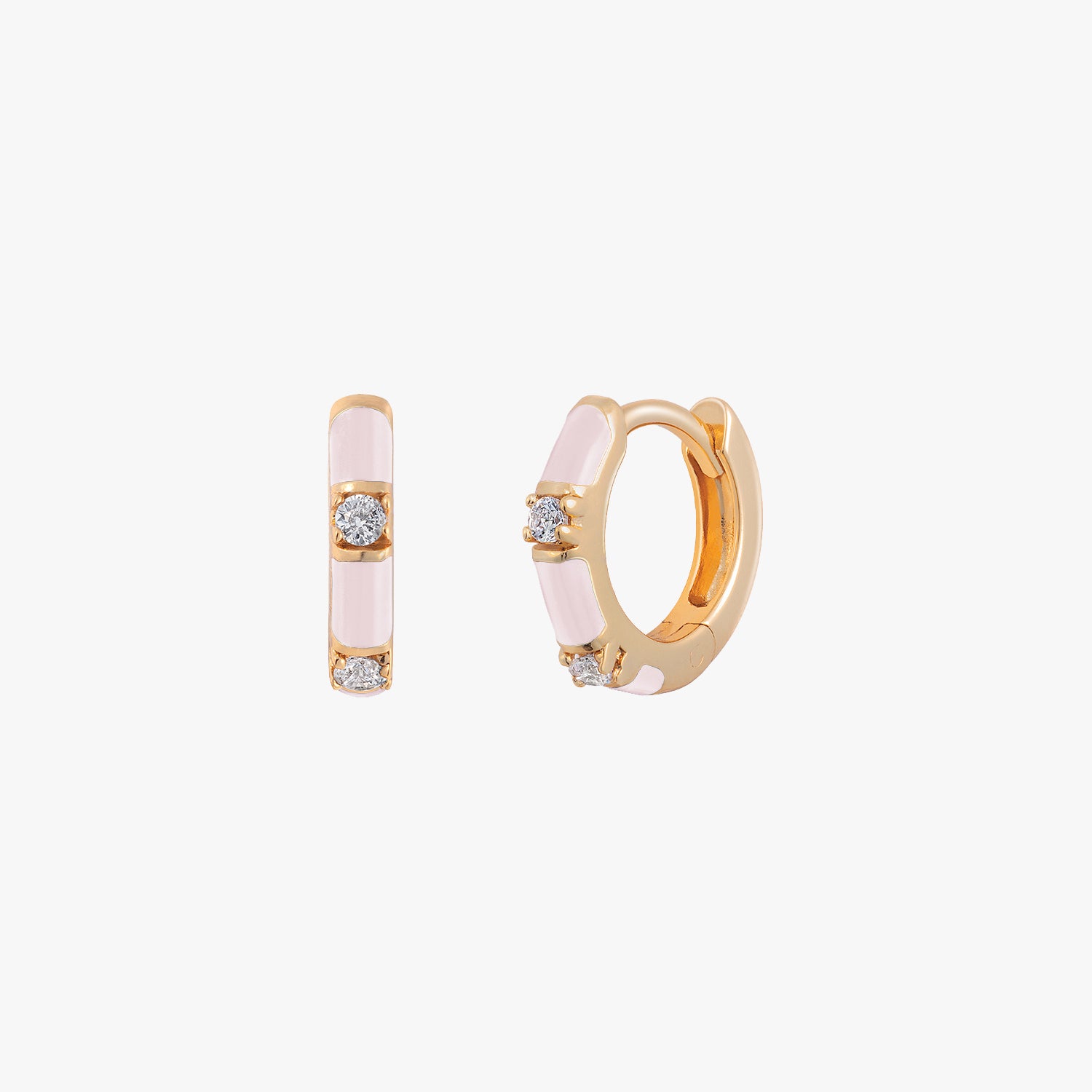 Bride Pink CZ Huggie Hoop