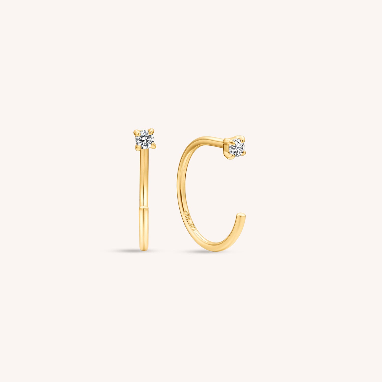 J&CO Jewellery 14K Solid Gold Timeless Link Small Hoop Earrings Yellow Gold
