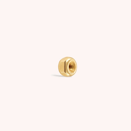 14K Solid Gold Mini CZ Barbell - Clear