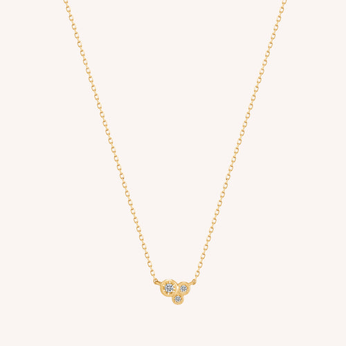 14K Solid Gold Trio Solitaire Diamond Necklace