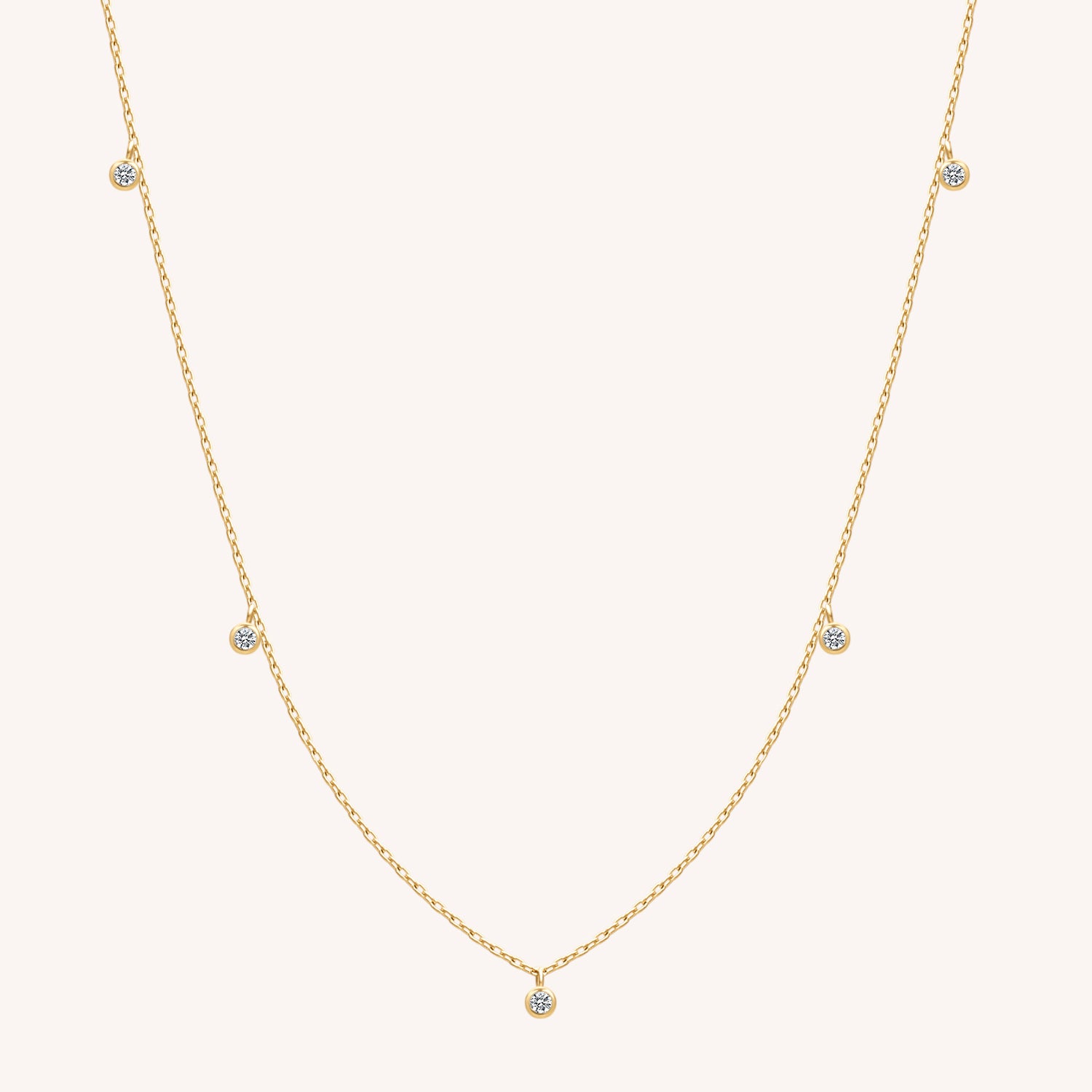 14K Solid Gold Teardrop Diamond Flatback Earring And Necklace Set