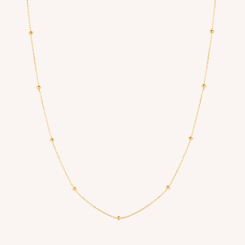 14K Solid Gold Baby Ball Flatback Earring And Necklace Set