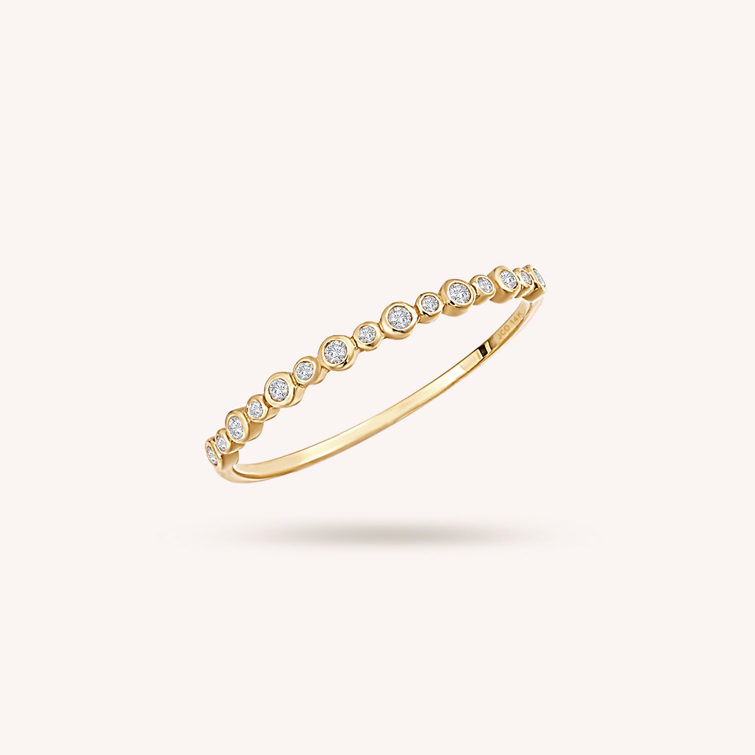 14K Solid Gold Bezel Diamond Ring