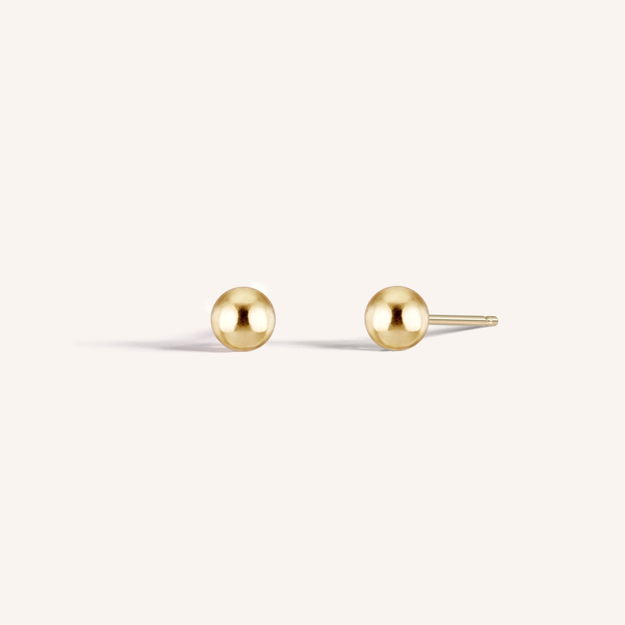 14K Solid Gold Ball Stud Earrings 4mm