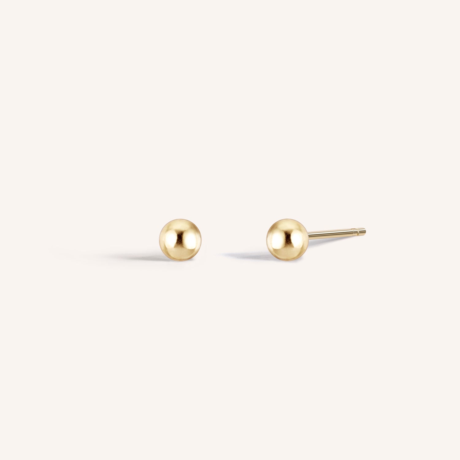 14K Solid Gold Ball Stud Earrings 3mm