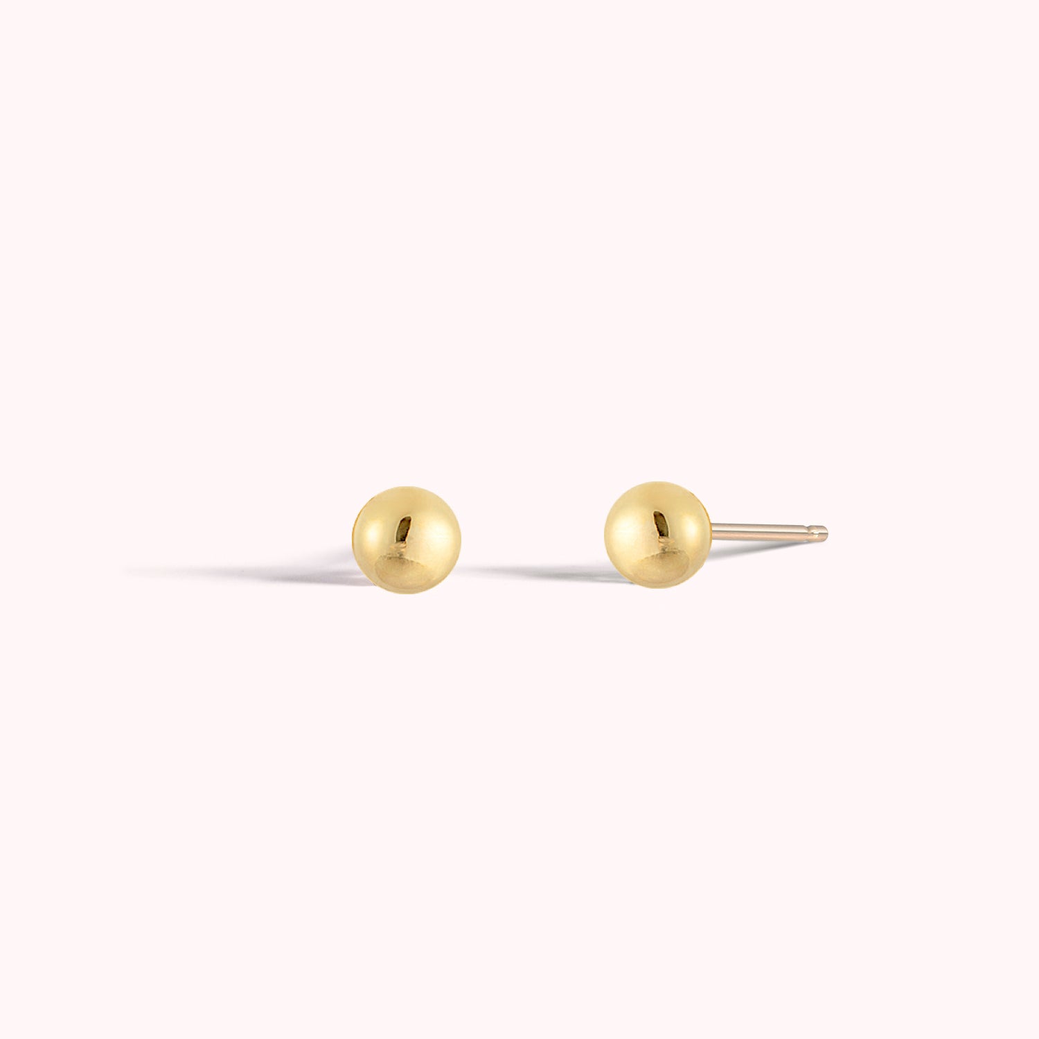 14K Solid Gold Ball Stud Earrings 4mm