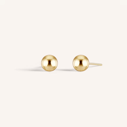 14K Solid Gold Statement Ball Stud Earrings