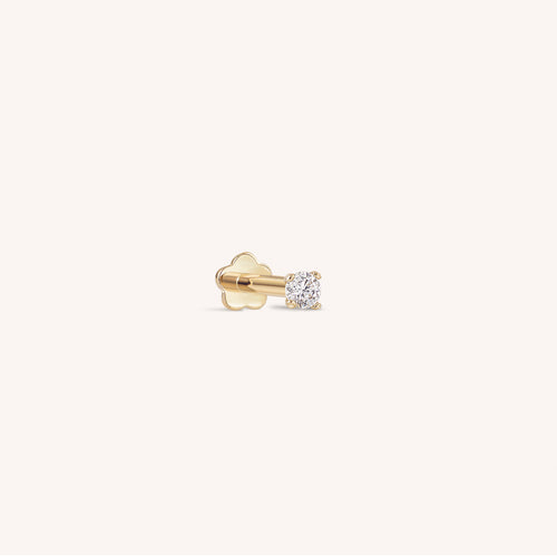 14K Solid Gold Solitaire Flatback Earring Set