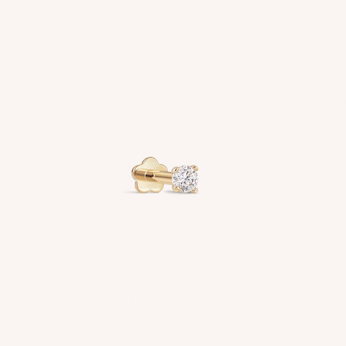 14K Solid Gold Solitaire Flatback Earring Set