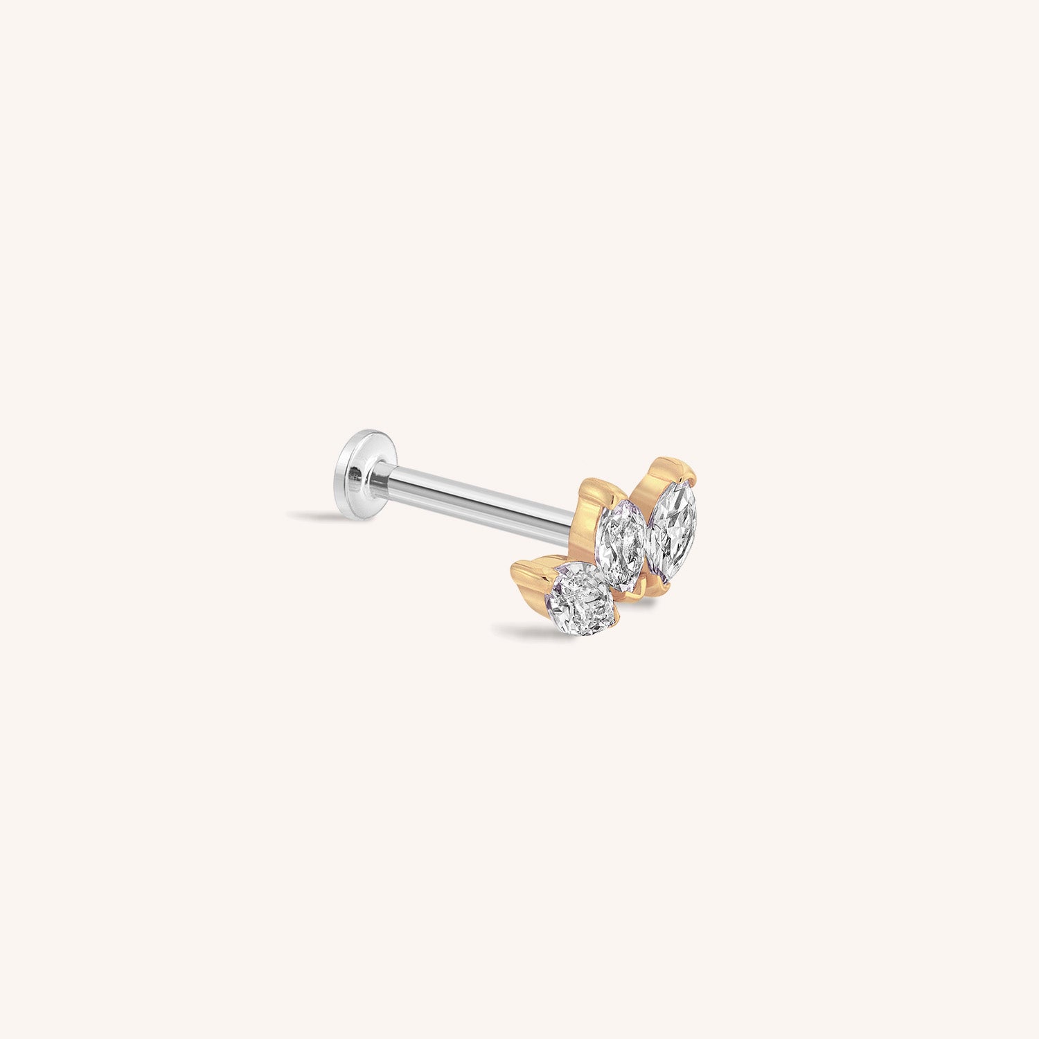 14K Solid Gold Topaz Triangle Threaded Labret Earring – J&CO Jewellery