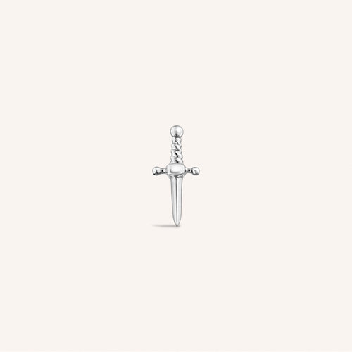 14K Solid Gold Mini Dagger Internal Threaded Labret Earring