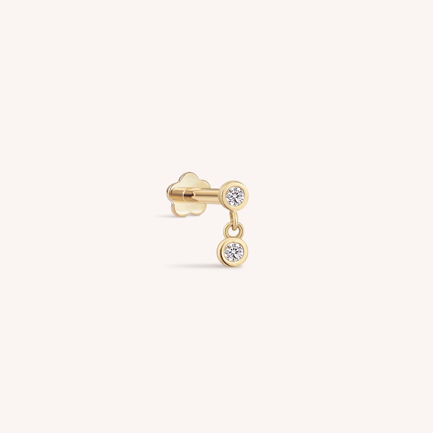 14K Solid Gold Teardrop Diamond Droplet Labret Earring