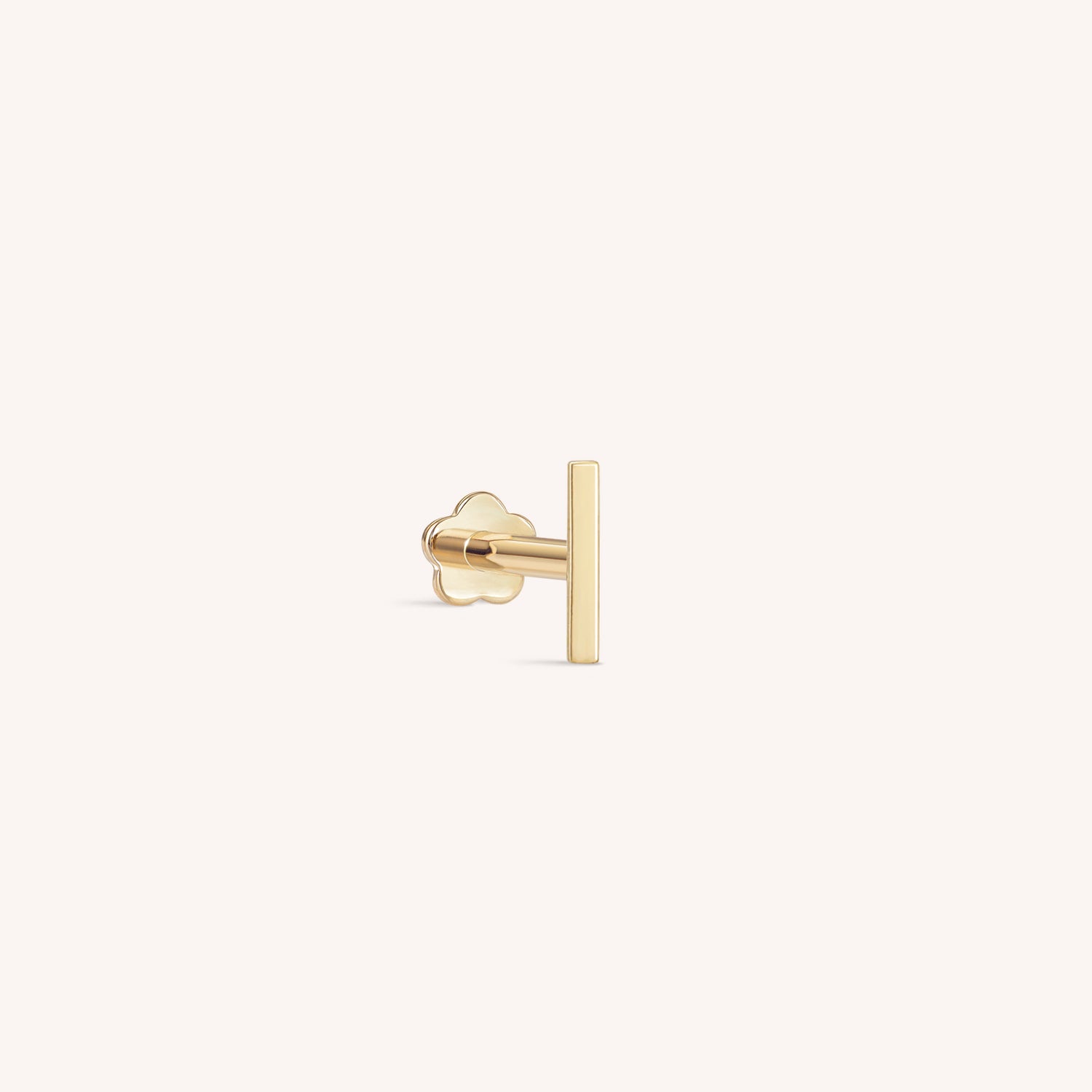 14K Solid Gold Bar Threaded Labret Earring