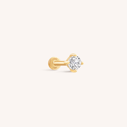 14K Solid Gold Tiny Diamond Threaded Labret Earring – J&CO Jewellery