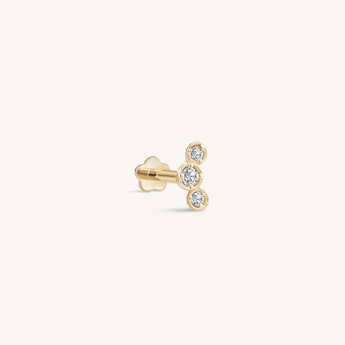 14K Solid Gold Baby Bezel Diamond Flatback Earring Set