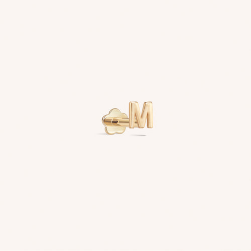 14K Solid Gold Mini Alphabet Flatback Earring