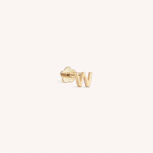 14K Solid Gold Mini Alphabet Flatback Earring